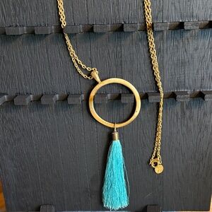 Susan Shaw Long Necklace with turquoise tassel